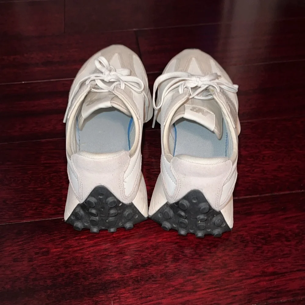 New Balance Beige and White unisex Sneakers 327 style leather NOT mesh or nylon